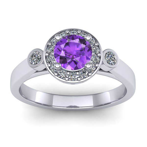 Inel de logodna cu ametist rotund