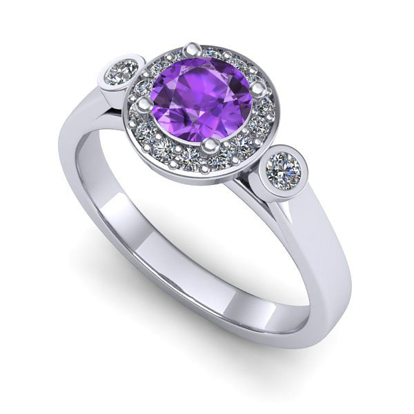 Inel de logodna din aur alb cu ametist