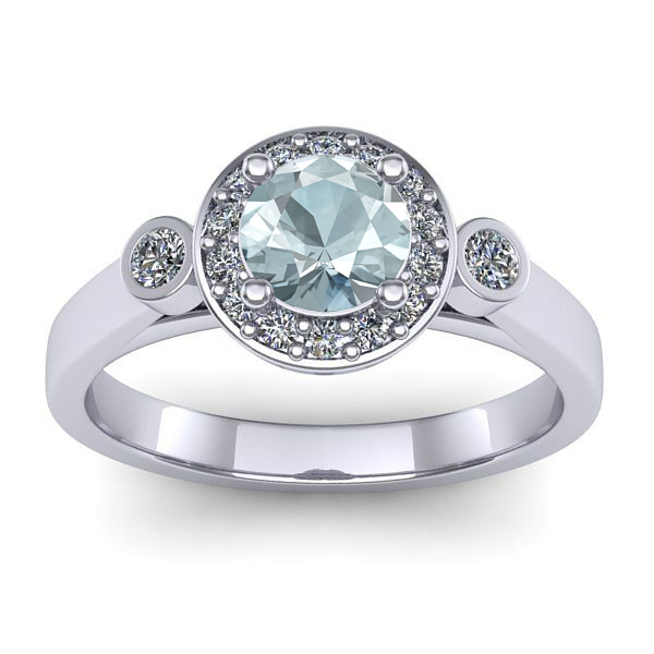 Inel cu aquamarin rotund