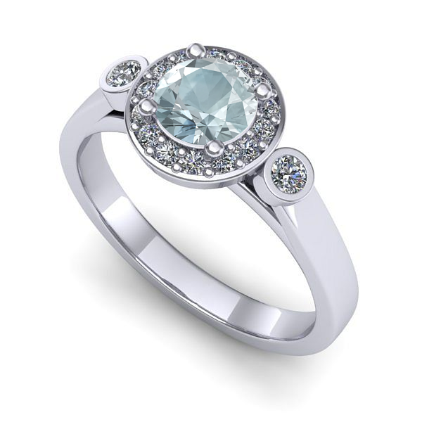 Inel de logodna din aur alb cu aquamarin