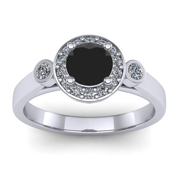 Inel logodna cu diamant negru rotund