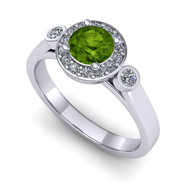 Inel din aur alb cu peridot