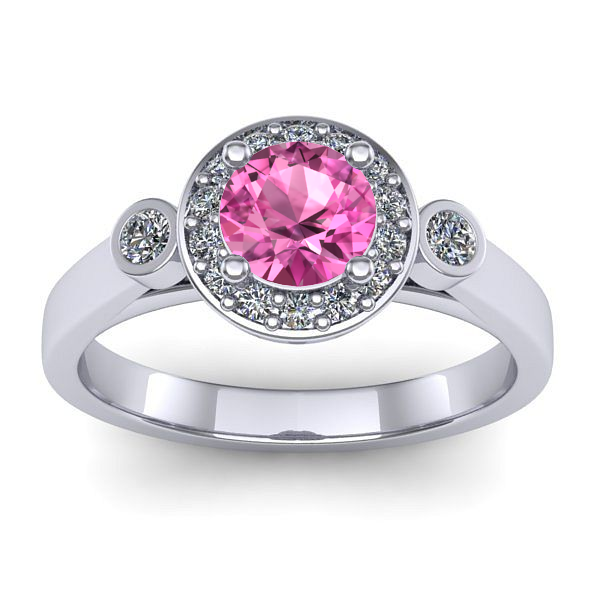 Inel logodna cu safir roz rotund