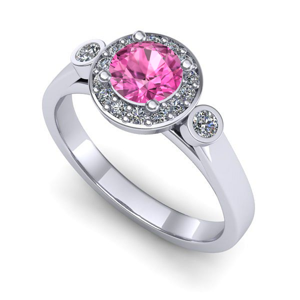 Inel din aur alb cu safir roz