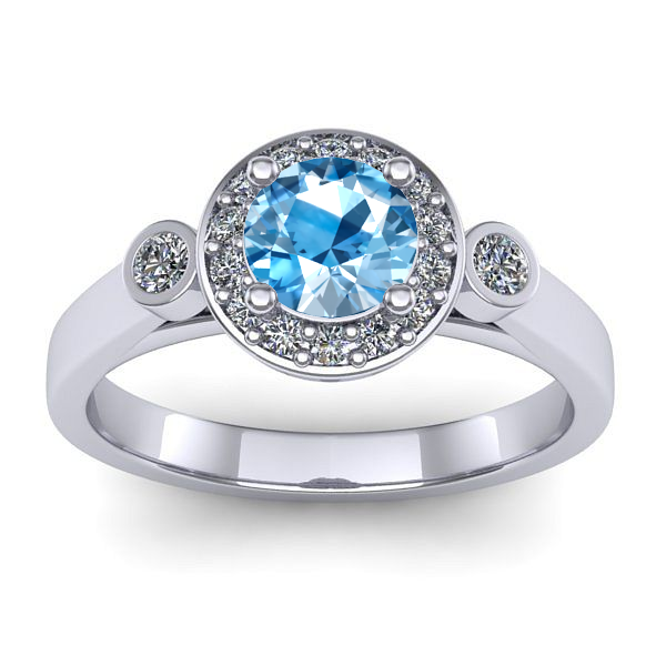 Inel cu topaz blue rotund