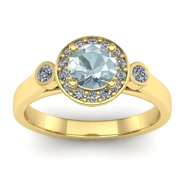 Inel cu aquamarin rotund