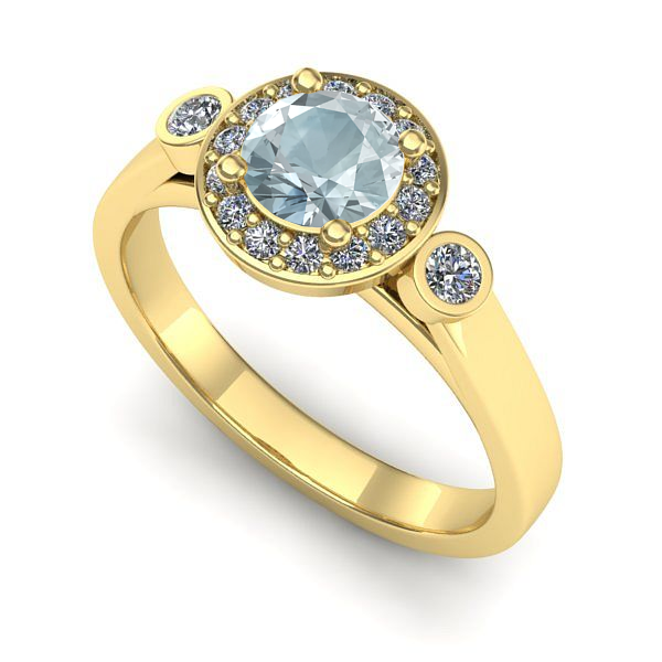 Inel de logodna din aur galben cu aquamarin