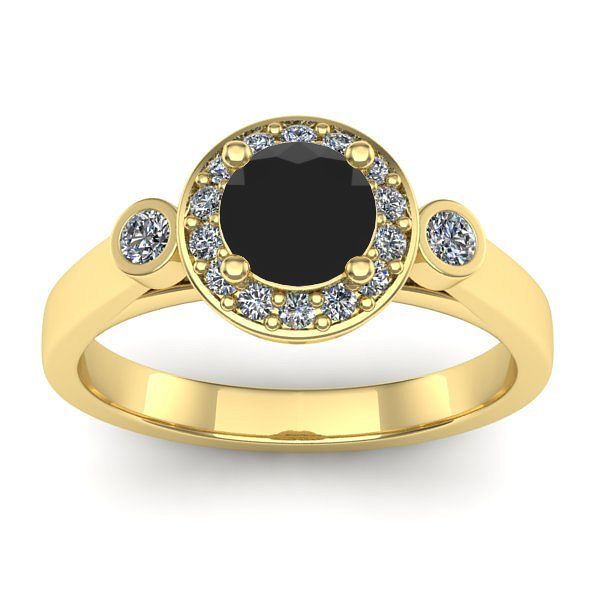 Inel cu diamant negru rotund