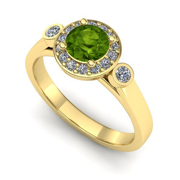 Inel logodna din aur galben cu peridot