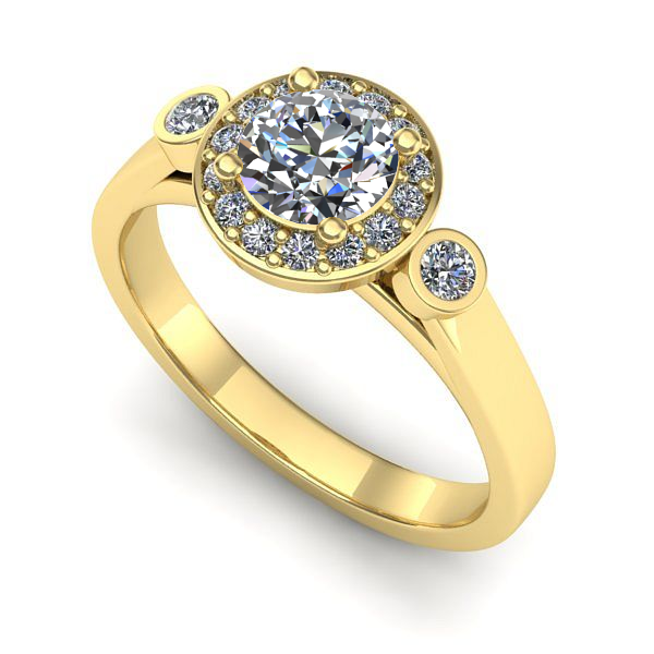 Inel logodna din aur galben cu safir alb