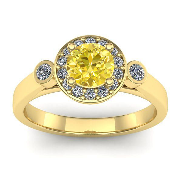 Inel cu safir galben rotund