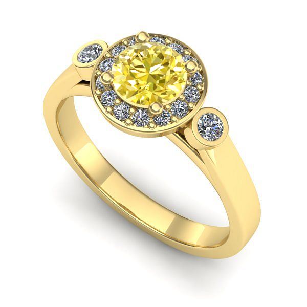 Inel logodna din aur galben cu safir galben