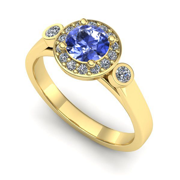 Inel de logodna din aur galben cu tanzanit