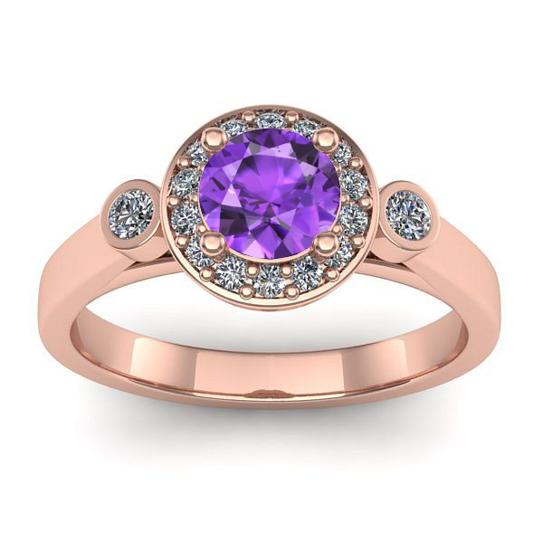 Inel logodna cu ametist rotund