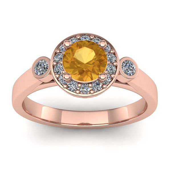 Inel cu citrin rotund