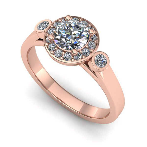 Inel din aur roz cu diamant