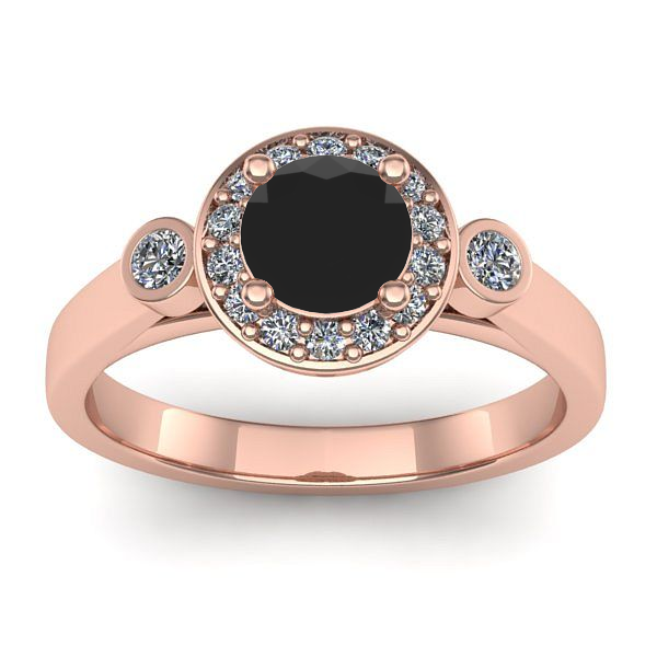 Inel logodna cu diamant negru rotund