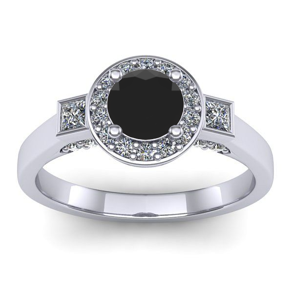 Inel cu diamant negru rotund