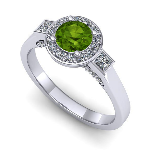 Inel de logodna din aur alb cu peridot