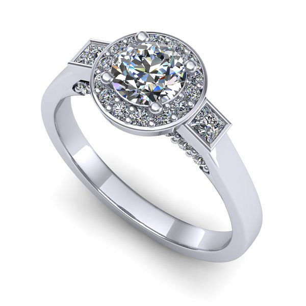 Inel din aur alb cu diamant de laborator