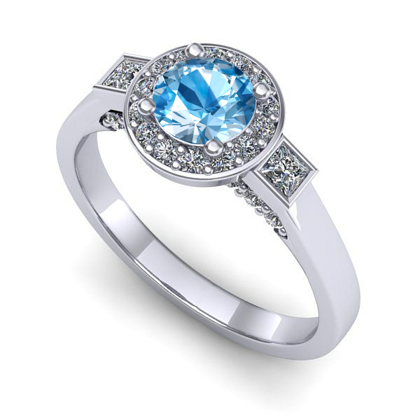 Inel din aur alb cu topaz blue