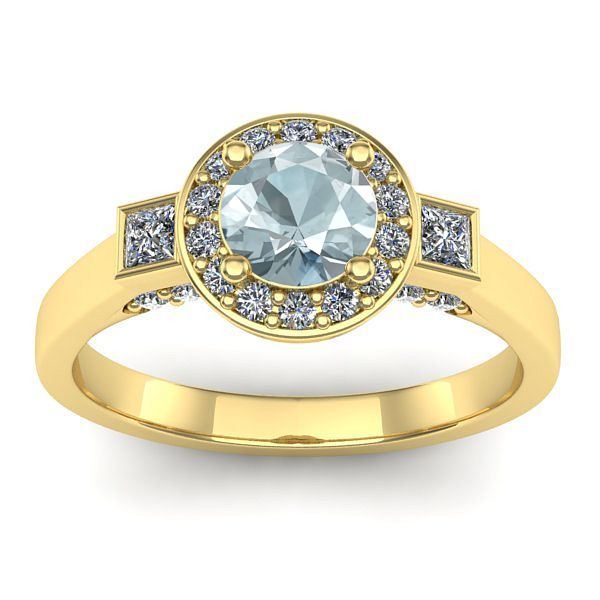 Inel logodna cu aquamarin rotund