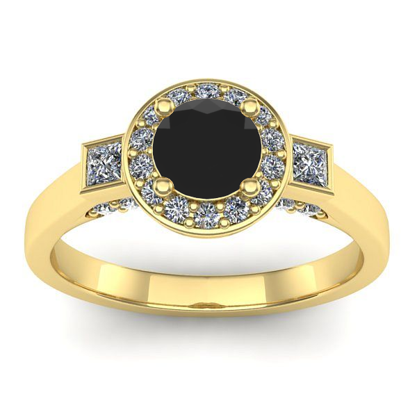 Inel de logodna cu diamant negru rotund