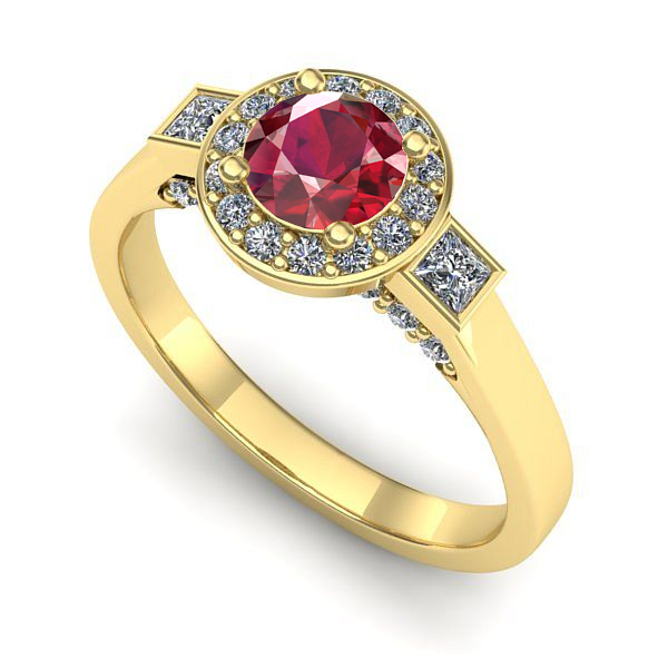 Inel de logodna din aur galben cu rubin