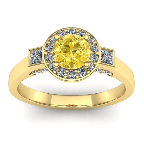 Inel de logodna cu safir galben rotund