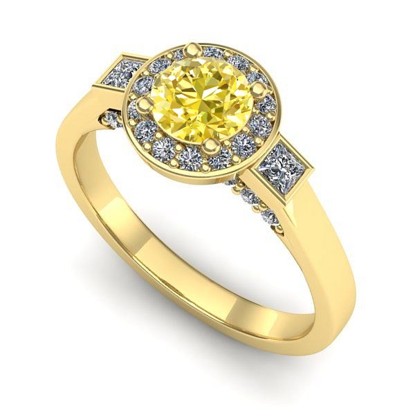 Inel logodna din aur galben cu safir galben