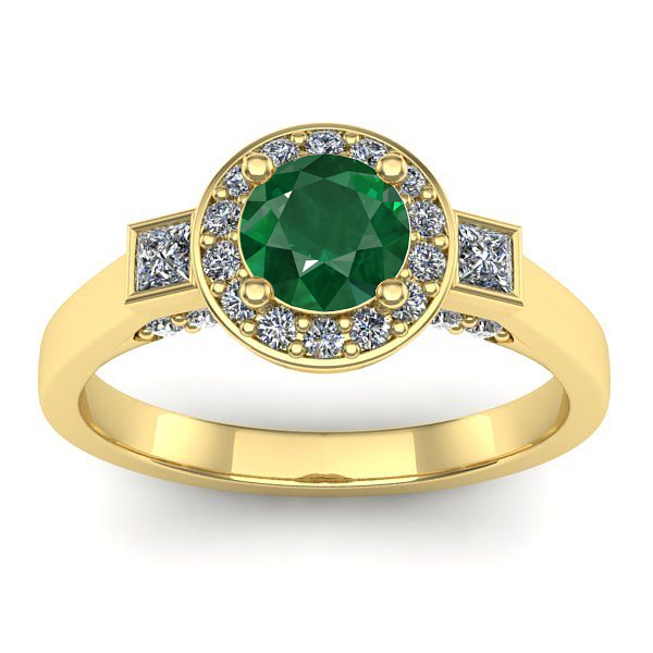 Inel logodna cu smarald rotund