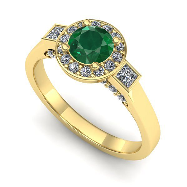 Inel logodna din aur galben cu smarald