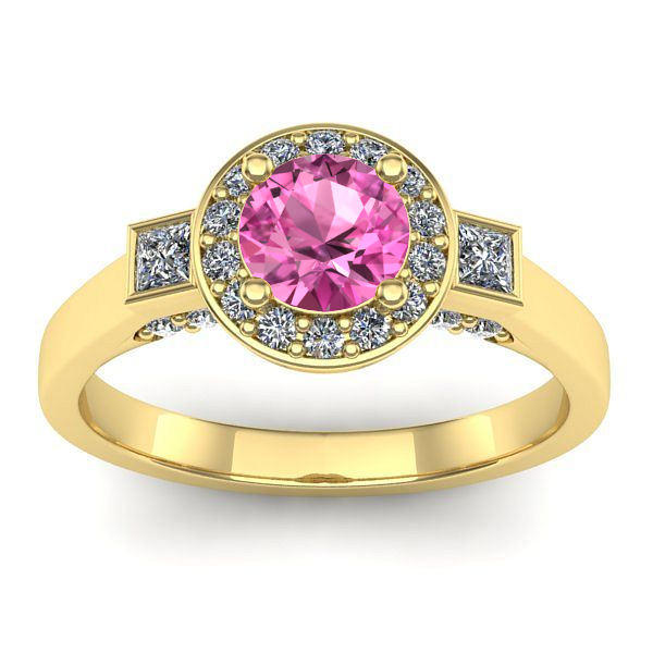 Inel de logodna cu safir roz rotund