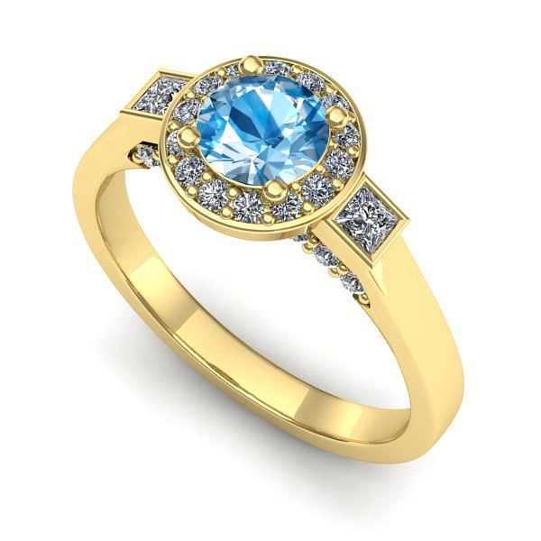 Inel din aur galben cu topaz blue