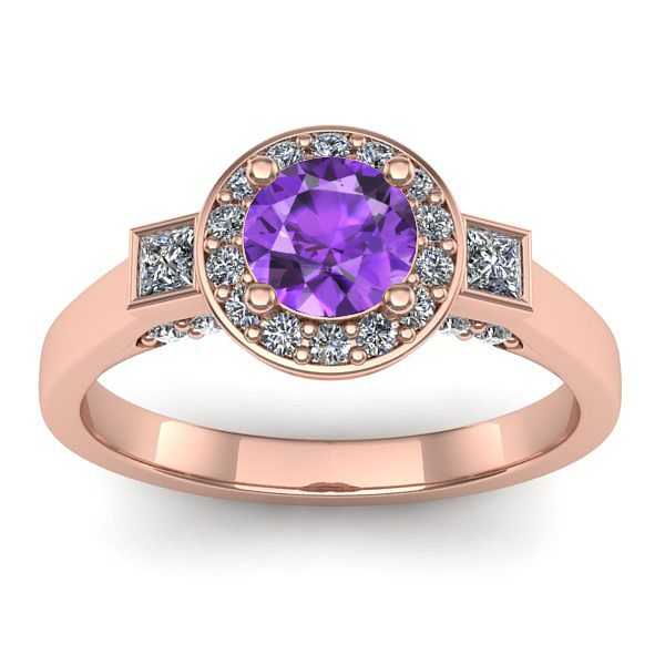 Inel de logodna cu ametist rotund