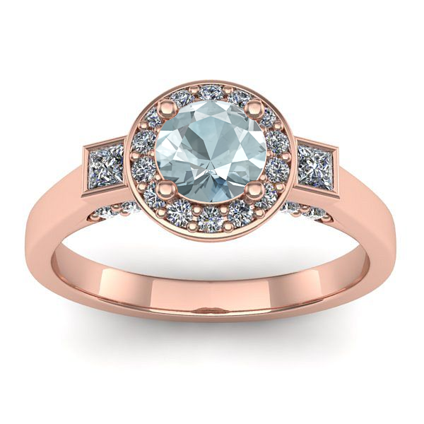 Inel cu aquamarin rotund