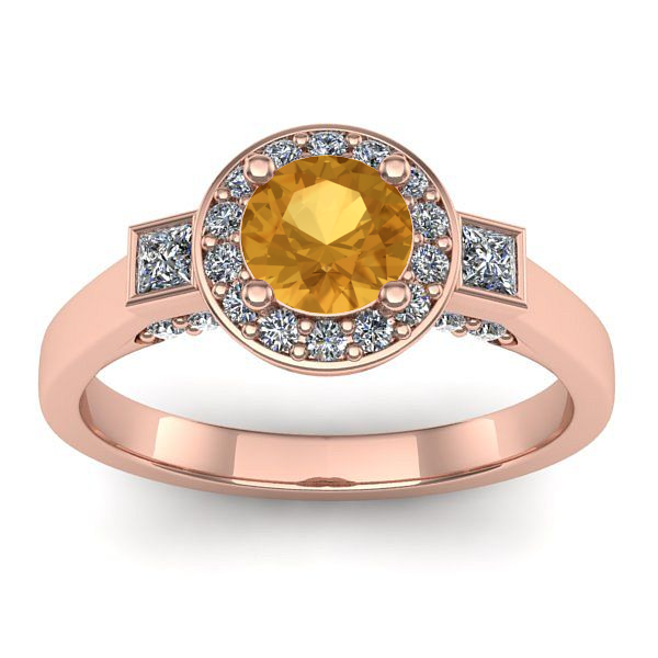 Inel cu citrin rotund