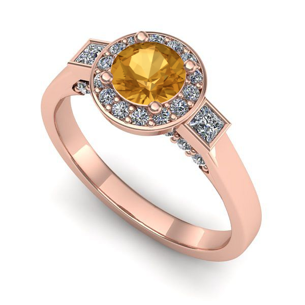 Inel din aur roz cu citrin