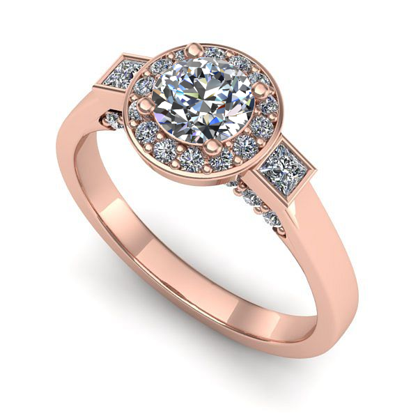 Inel de logodna din aur roz cu diamant