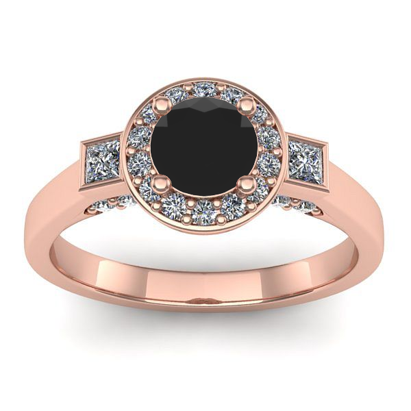 Inel logodna cu diamant negru rotund