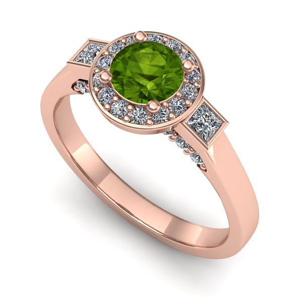 Inel din aur roz cu peridot