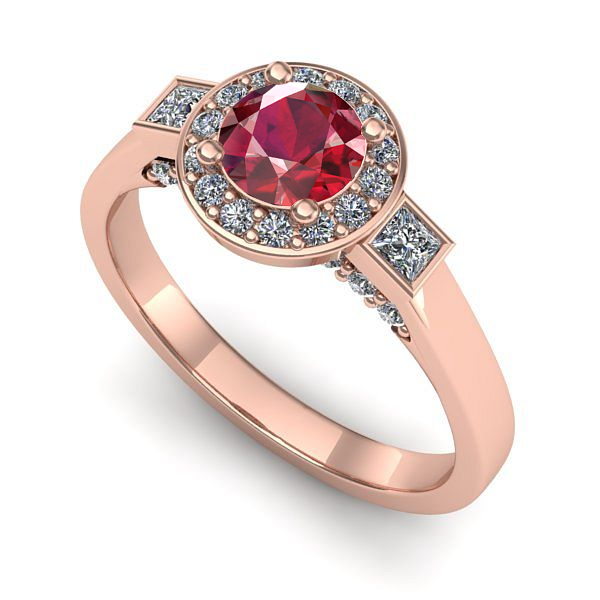 Inel de logodna din aur roz cu rubin