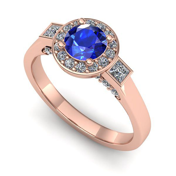 Inel din aur roz cu safir