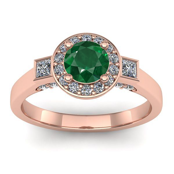 Inel de logodna cu smarald rotund