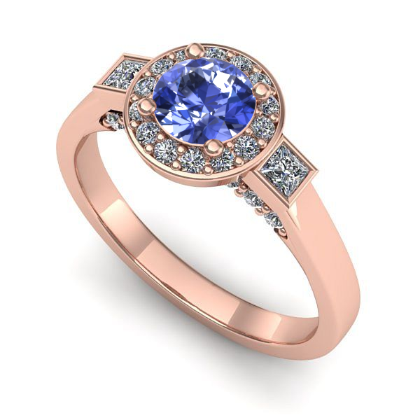 Inel logodna din aur roz cu tanzanit