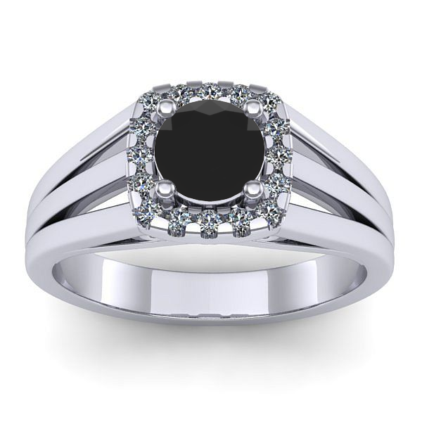 Inel cu diamant negru rotund