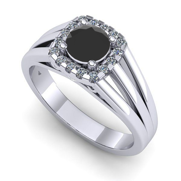 Inel logodna din aur alb cu diamant negru