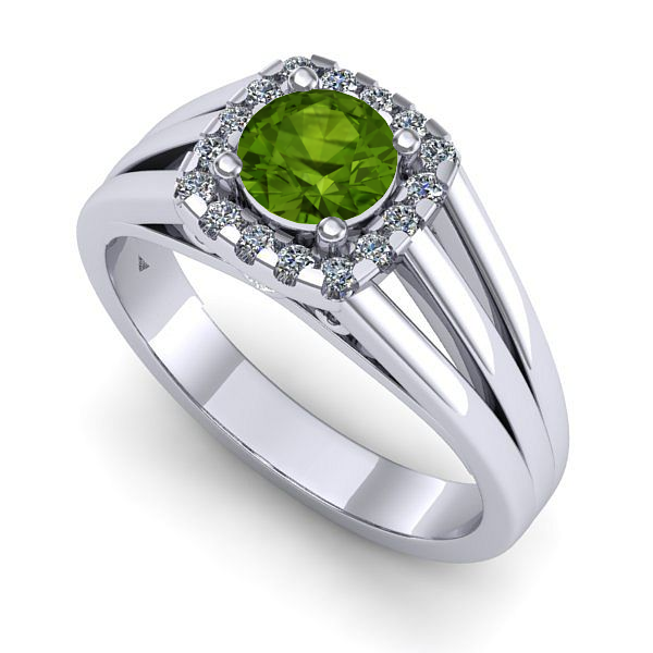 Inel de logodna din aur alb cu peridot