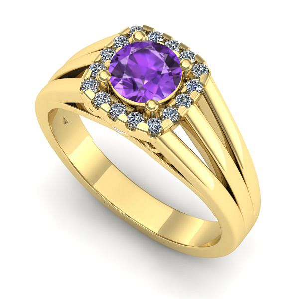 Inel din aur galben cu ametist