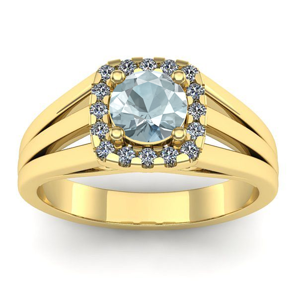 Inel logodna cu aquamarin rotund